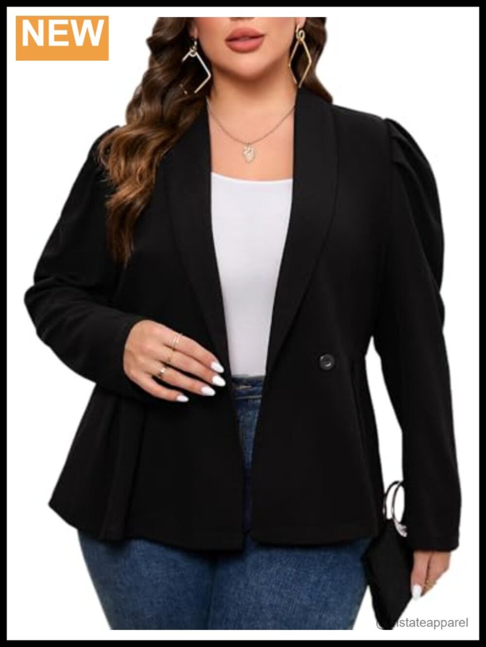 Plus Size Double Breasted Blazer Suit Jacket Business Casual Long Sleeve